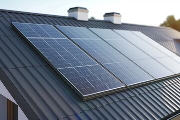 Installation of solar panels on the roof of modern houses