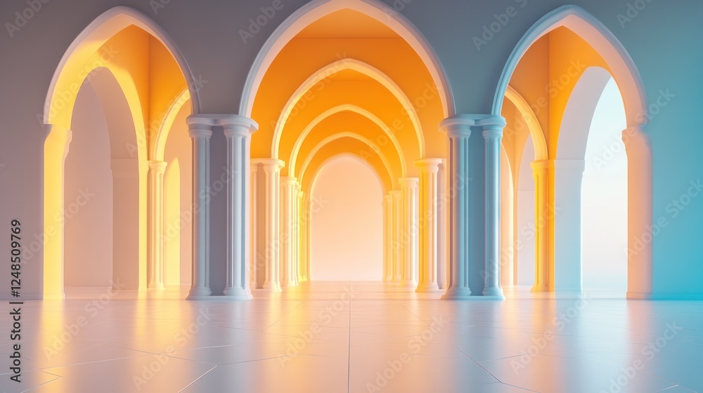 Poster illuminated columns archway interior design