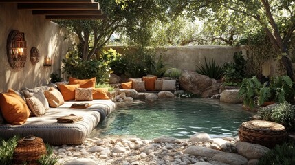Oasis Courtyard Pool Relaxation Design