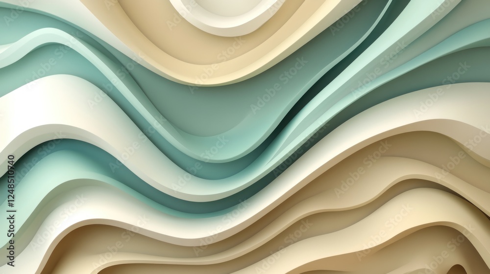 Poster abstract wave pattern design in soft pastel hues