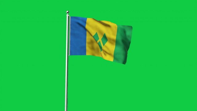 High detailed flag of Saint Vincent and the Grenadines. National Saint Vincent and the Grenadines flag. North America. 3D Render.