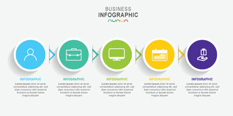 Vector infographic process chart template. Five steps