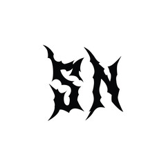 Fototapeta premium SN monogram logo design letter text name symbol monochrome logotype alphabet character simple logo