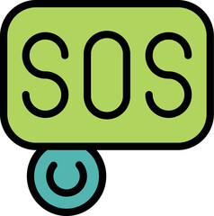 Green sos chat bubble with a power off icon, symbolizing an emergency notification during a power outage or critical situation