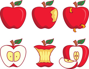 Apple Fruit Cartoon Icon Illustration. Food Fruit Icon Concept Isolated . Flat Cartoon Style
