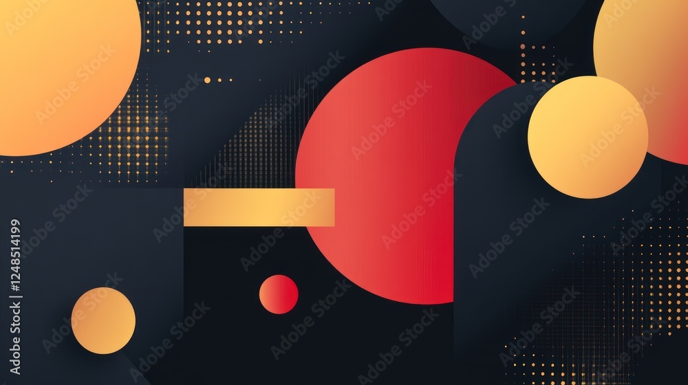 Poster Abstract Geometric Design With Circles and Rectangles