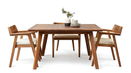 A wooden table with four chairs around it