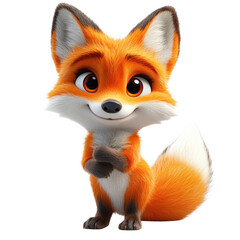A cartoon fox is smiling and pointing to the camera