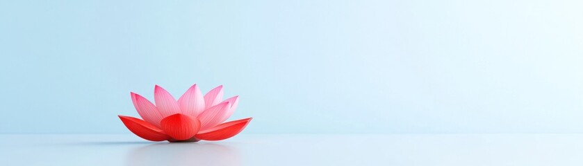 Pink and Red Lotus Flower on Blue Background