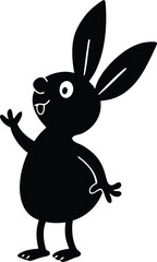 A cute baby Rabbit is singing a song silhouette illustration