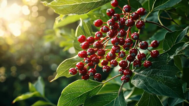 Close-up of elderberry on branches. Selective focus