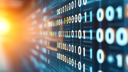 Obraz premium Abstract Digital World Map with Binary Code and Global Network Connectivity