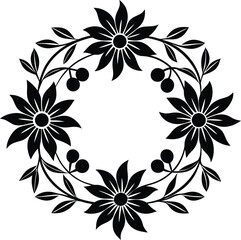 A floral frame design line art illustration
