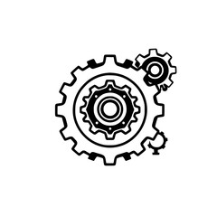 Black and white illustration of a gear system.