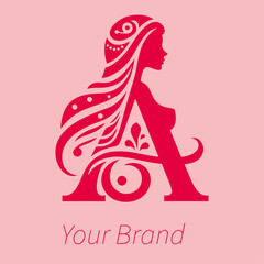 Women's Beauty Logo in the Shape of the Letter A