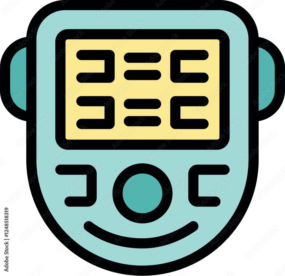 Poster portable electronic pocket translator device converting text showing different languages for easy co