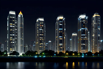 Obraz premium singapore city skyline at night