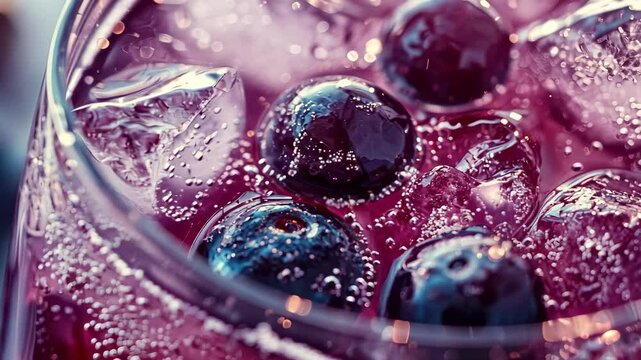 juice with elderberry and ice. Selective focus