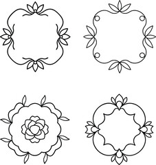 Elegant Wreath and Frame Set – Floral Line Art Design