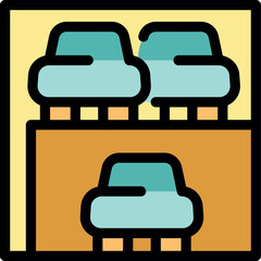 Parking garage efficiently storing cars on two levels, providing a secure and organized parking spot