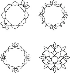 Simple and Stylish Floral Frames – Vector Line Art Set