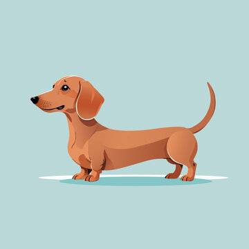 Cute dachshund, pet, handmade drawing vector illustration, flat style, poster, banner, isolated on background