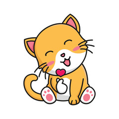 Cute Cat Sitting Cartoon Vector Icon Illustration. Animal Nature Icon Concept Isolated Premium Vector, with love