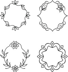 Nature-Inspired Floral Frames – Botanical Outline Illustrations