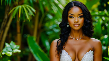 A woman in a wedding dress posing for a picture