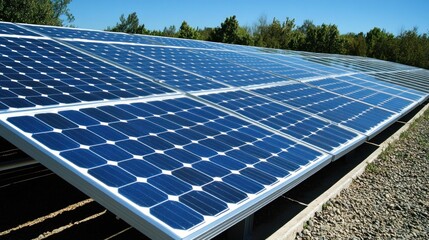 Solar Panels Array Generating Clean Energy Outdoors