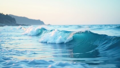 Fototapeta premium Pure white drap flowing like a wave across a lake, landscape, serene, water