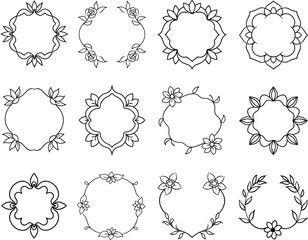 Artistic Floral Frame Borders – Hand-Sketched Line Art