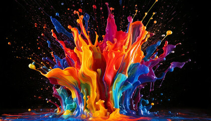 Dynamic colorful paint splash abstract art in vibrant hues.