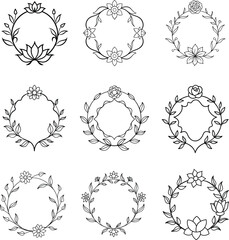 Decorative Floral Frame Outline – Elegant Vector Borders
