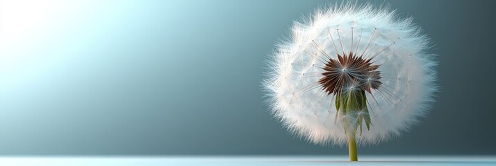 Serene Dandelion: A Study in White and Teal