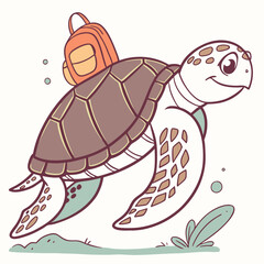 Turtle wearing a tiny backpack