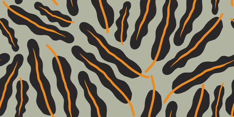 Floral abstract print. Seamless pattern. Hand drawn style. Collage contemporary print. Fashionable template for design
