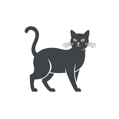 Black Cat Standing Sideways with Yellow Eyes