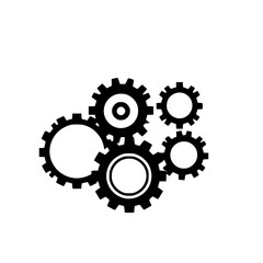 Five interconnected gears arranged in a dynamic, visually engaging composition.
