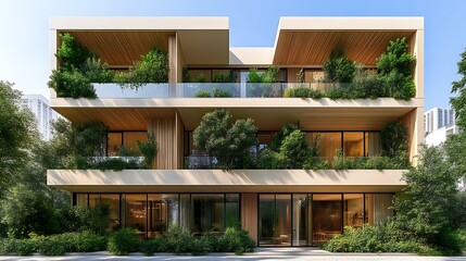 Modern Green Architecture Building Design With Balconies