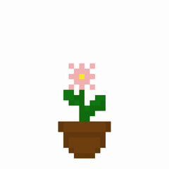 Obraz premium flowers in a pot, pixel art