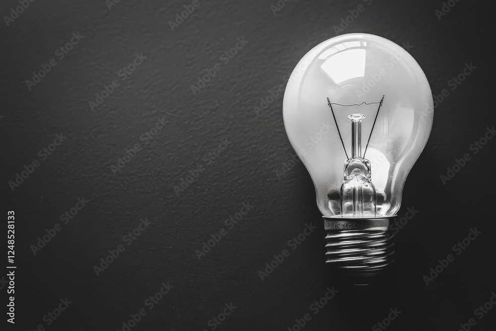 Poster bright idea captured in a close-up of an incandescent light bulb against a dark background
