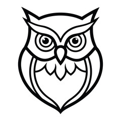 Vector illustration of cute big eyed owl perched on a branch.