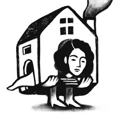 Metafora del fardello emotivo - Simboleggia il peso emotivo o fisico associato alla casa e alle responsabilità personali.