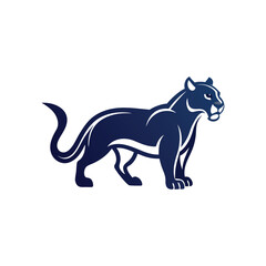 Obraz premium Stylized navy blue panther mascot in a proud standing pose on a white background
