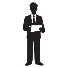 Silhouette Businessman Vector Illustration Design Standing with Checklist Document