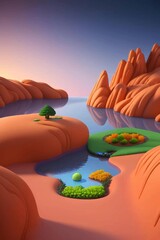 Beautiful and Peaceful Nature Scenery Illustration Landscape Countryside Tranquil Vibrant and Colorful