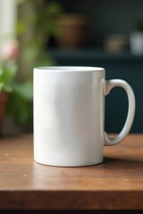 Fototapeta premium White ceramic mug, colorful floral 