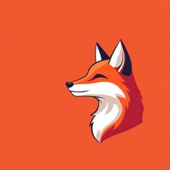 Fototapeta premium Fox illustration with vibrant orange background showcasing the animal's features and personality in a minimalist artistic style