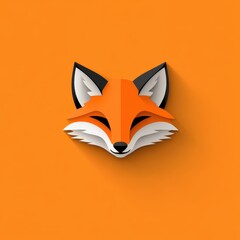 Fototapeta premium Stylized orange fox face graphic on a bright orange background showcasing modern design and minimalist aesthetics